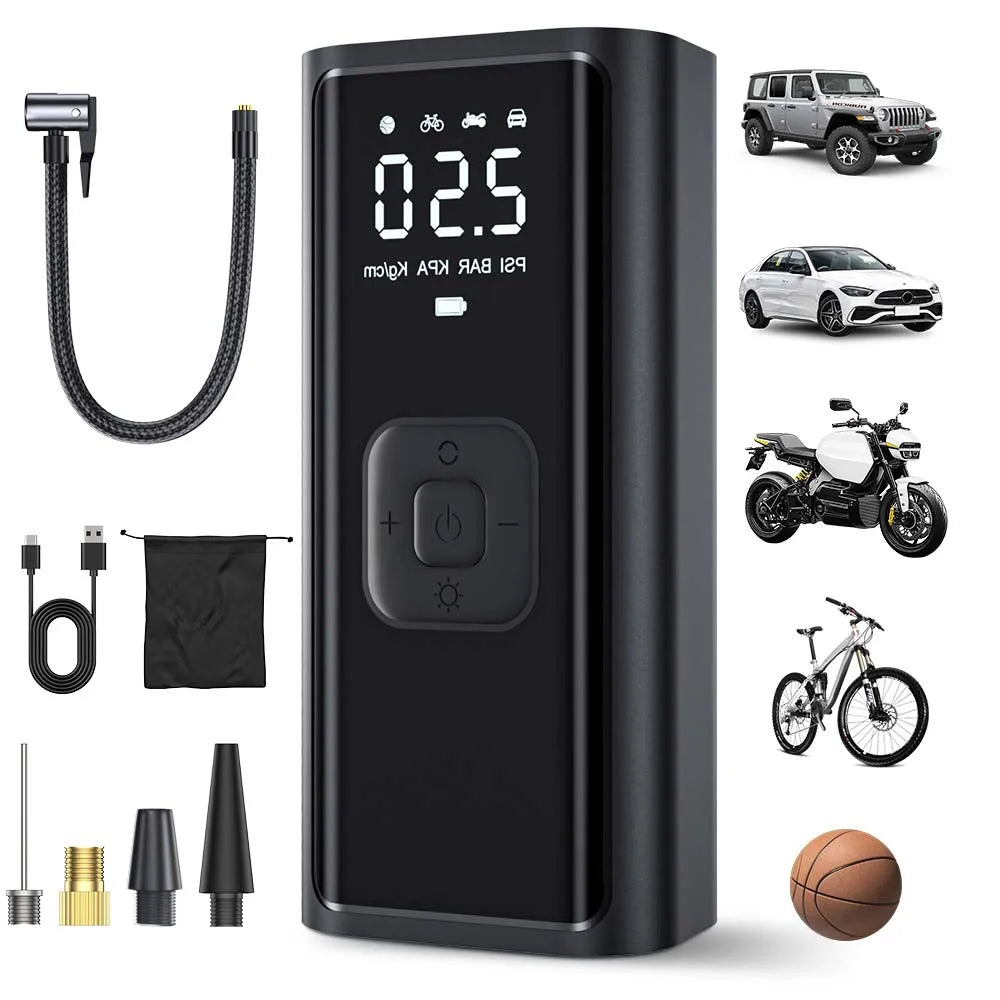 Wireless Electric Car Tire Inflator Pump with LED Light