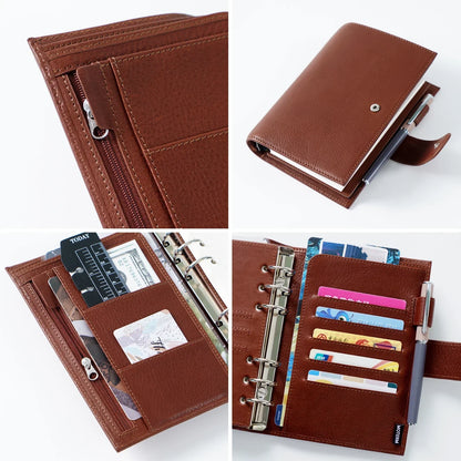 Full Grain Leather Planner with Rings – Personal Size Organizer