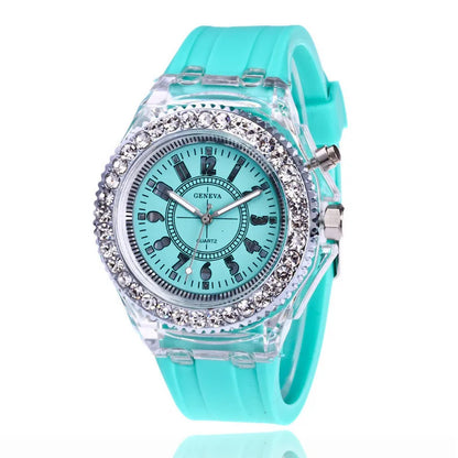 LED Flash Luminous Watch 7-Color Light Unisex Jelly Wristwatch