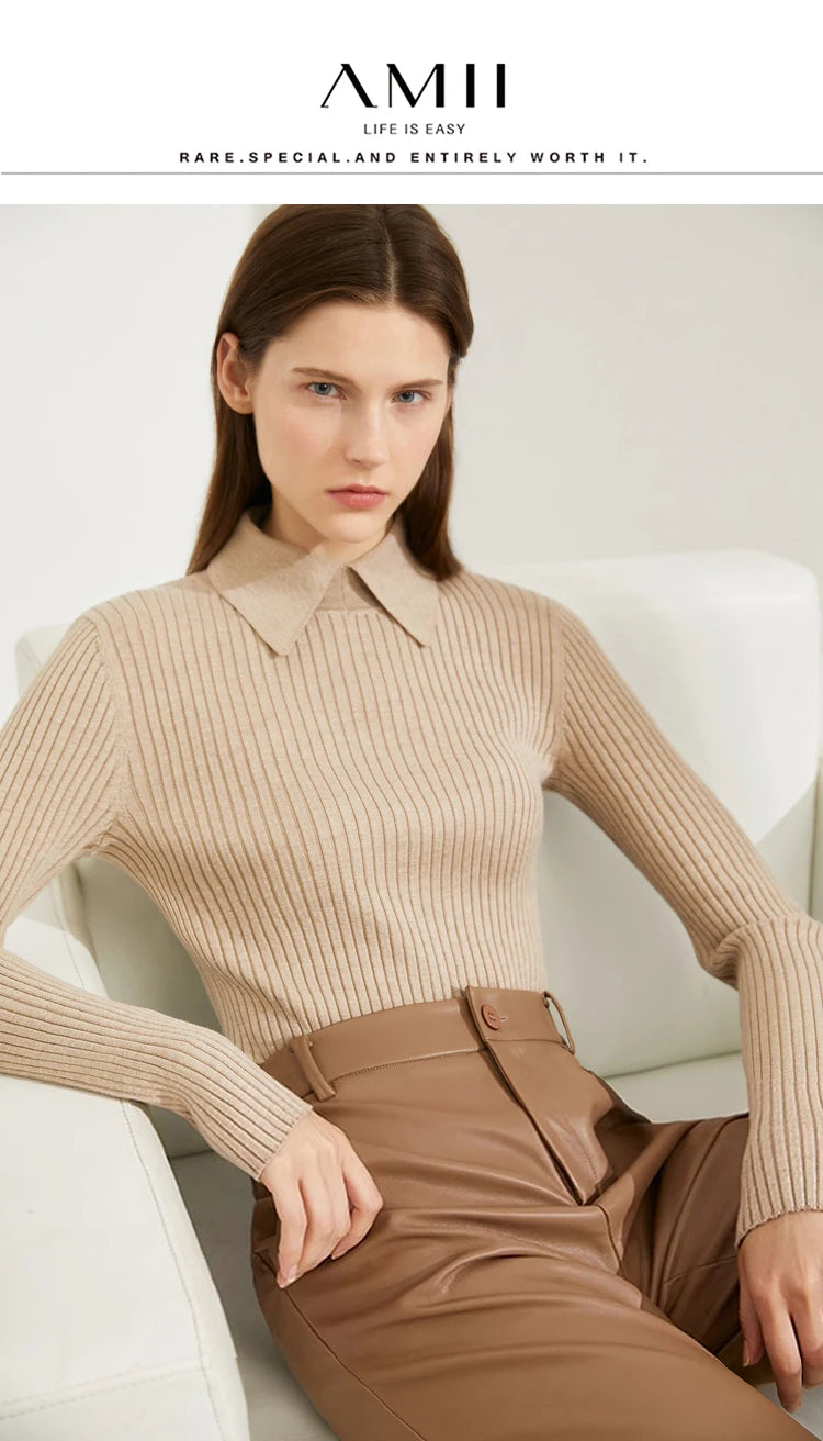 Women’s Slim Fit Striped Sweater – Autumn Office Basic Knitted Top
