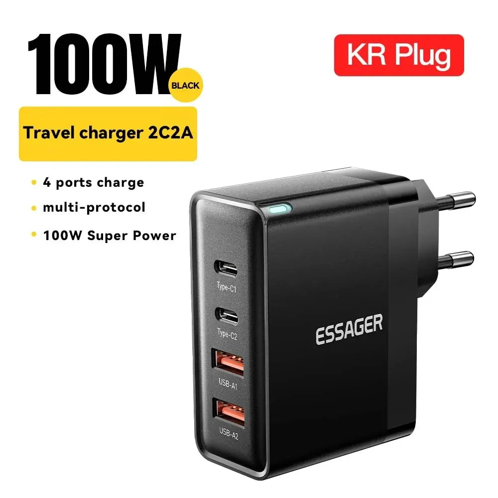 100W GaN USB-C Charger – PD & QC Fast Charging Adapter