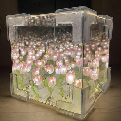 DIY Tulip LED Night Light | Magic Cube Mirror Lamp 2-in-1