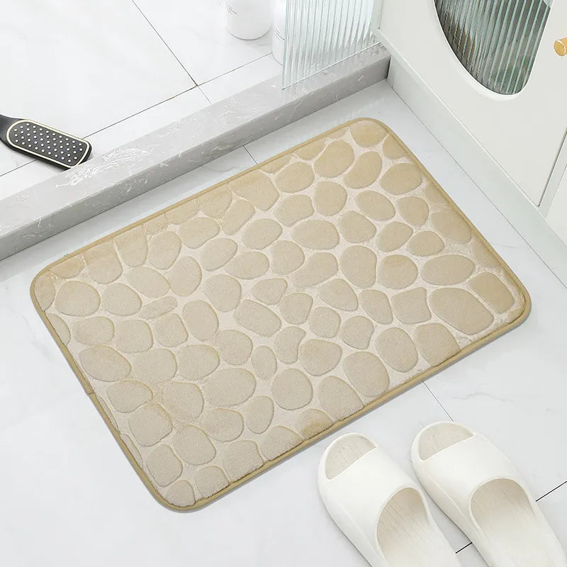 Anti-Slip Cobblestone Bathroom Floor Mat – Water Absorbent Rug