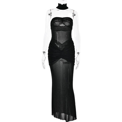 Women’s Strapless Mesh Double-Layer Dress – Slim Backless Summer Party