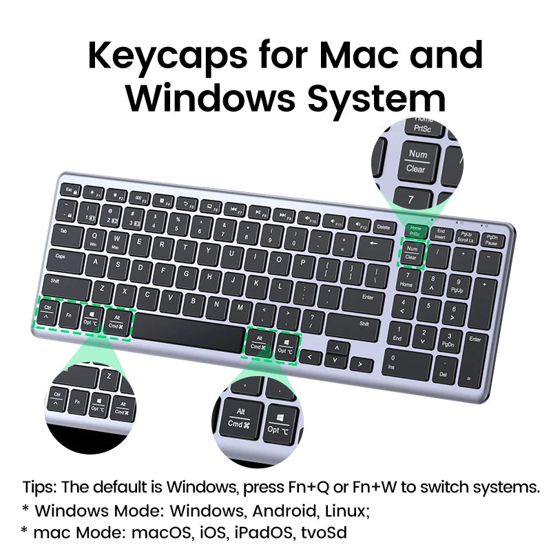 Wireless Bluetooth 5.0 Keyboard – 99 Keys Russian/Korean/English