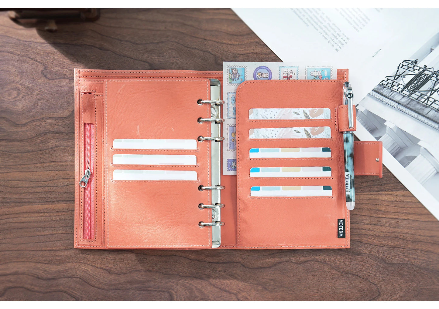 Full Grain Leather Planner with Rings – Personal Size Organizer