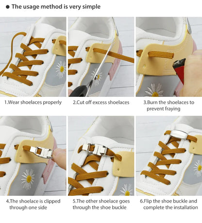 No-Tie Elastic Shoelaces with Metal Lock | Quick Fit for All Shoes