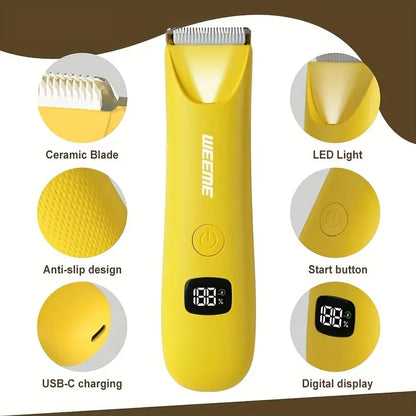 Precision LED Bikini & Body Trimmer – USB Rechargeable, LCD Display