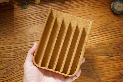 Vintage Genuine Leather Pen Pouch – 6-Slot Removable Tray Case