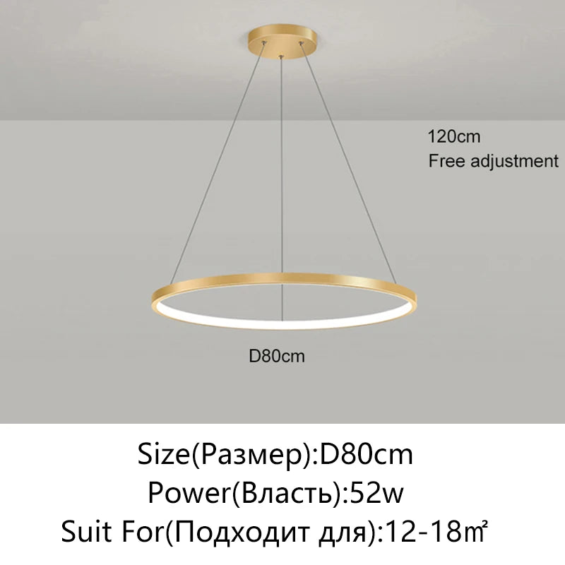 Modern Round LED Pendant Light – Black/White Minimalist Chandelier