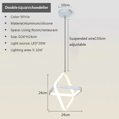 Modern Black LED Pendant Light – Dining & Bedroom Chandelier Lamp