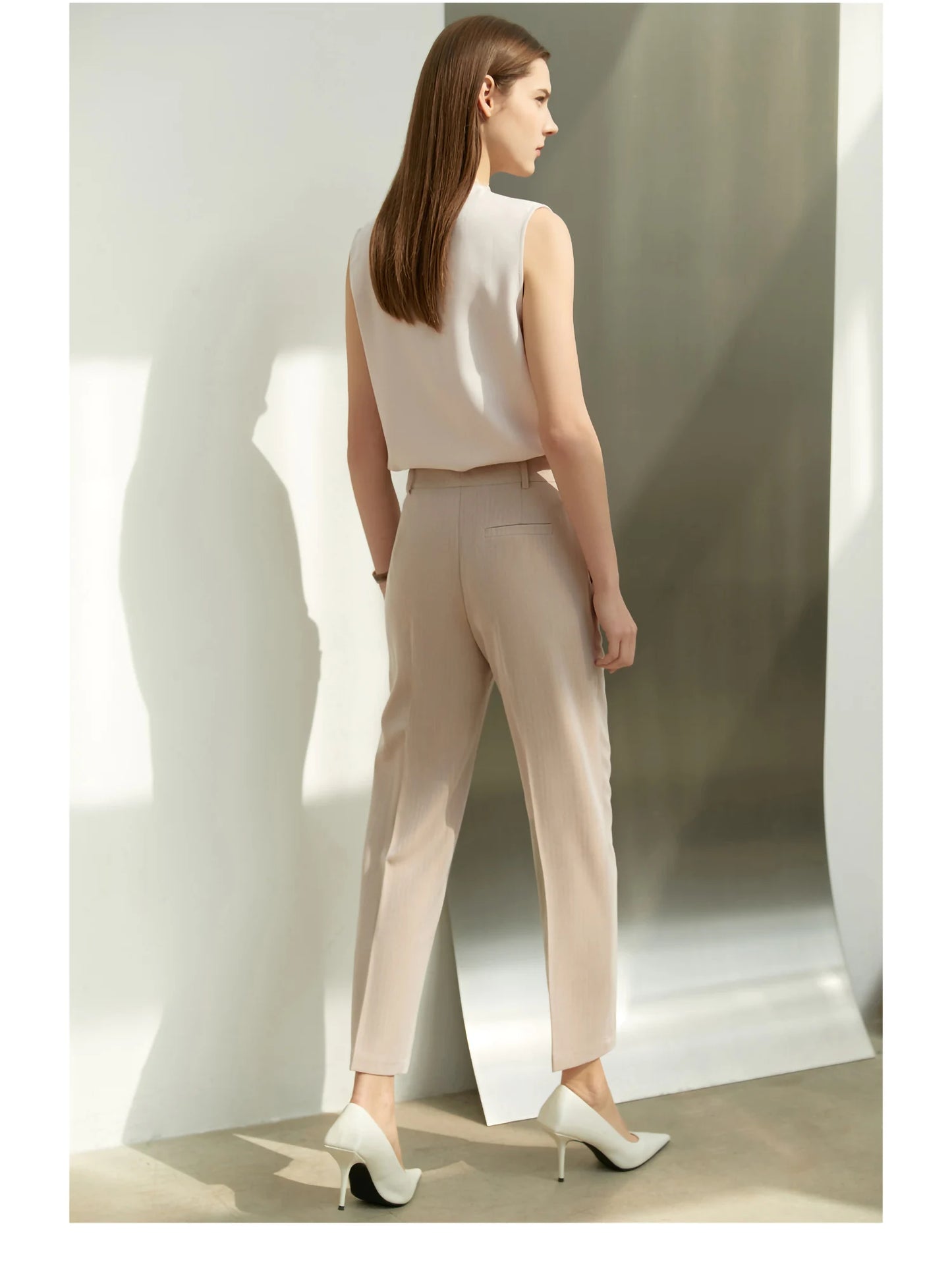 Women’s Office Blazer Set – Lace V-Neck Top & High Waist Pants
