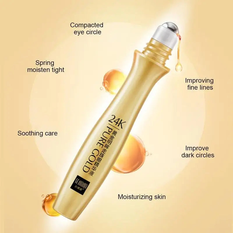 24K Gold Eye Roller Cream – Hydrating, Anti-Dark Circles, 15ml