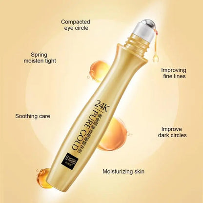24K Gold Eye Roller Cream – Hydrating, Anti-Dark Circles, 15ml