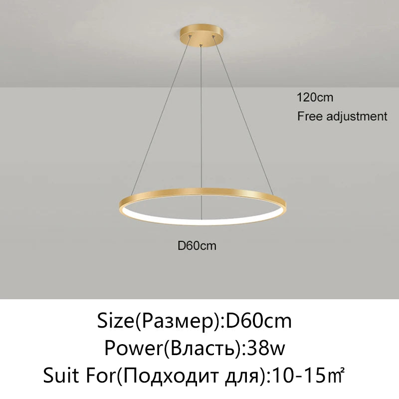Modern Round LED Pendant Light – Black/White Minimalist Chandelier