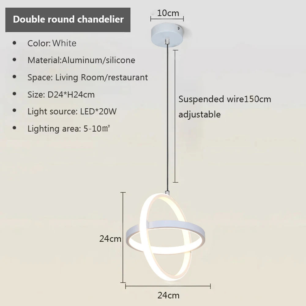 Modern Black LED Pendant Light – Dining & Bedroom Chandelier Lamp