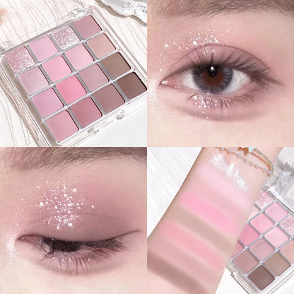 16-Color Sunset Magic Eyeshadow Palette – Matte & Pearl Earth Tones