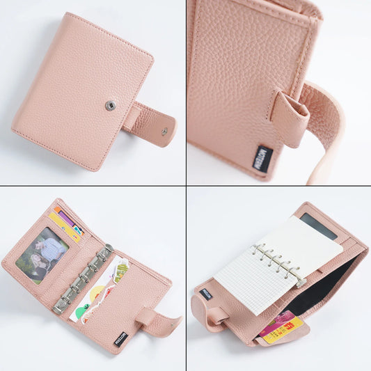 A8 / M5 Mini Rings Planner – Pebbled Grain Cowhide Leather Organizer