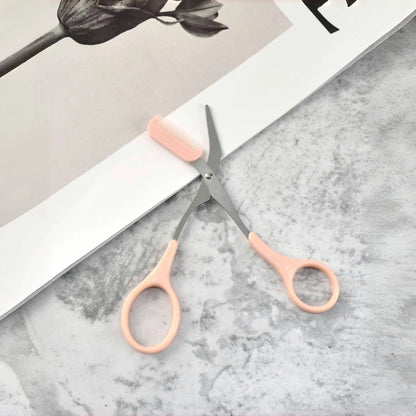 Pink Eyebrow Trimming Scissors with Comb – Precise Grooming Tool