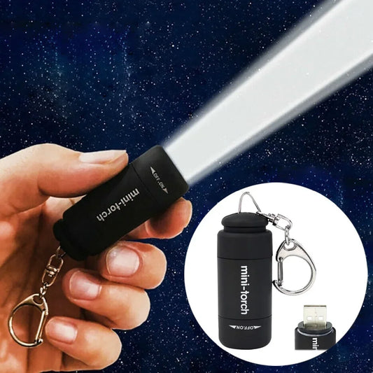 USB Rechargeable LED Pocket Flashlight – Mini Keychain, Waterproof