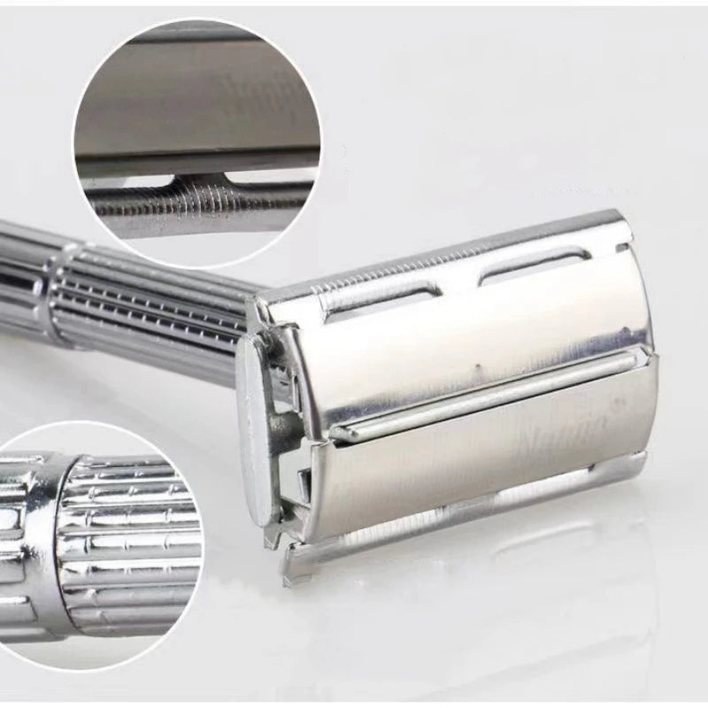 Men’s Straight Shaving Razor – Folding Blade Barber Tool with 10 Blades