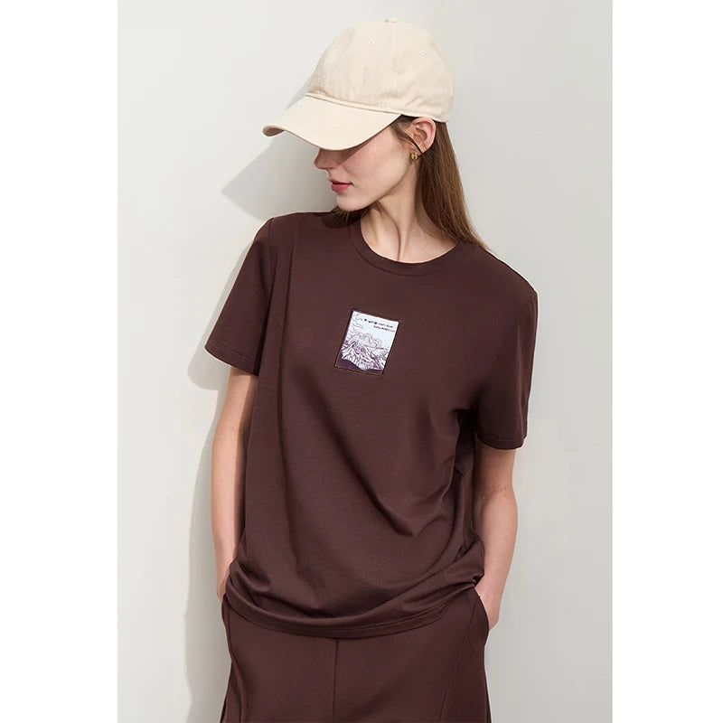 Women’s Casual Embroidered Cotton T-Shirt – Spring Short Sleeve Top