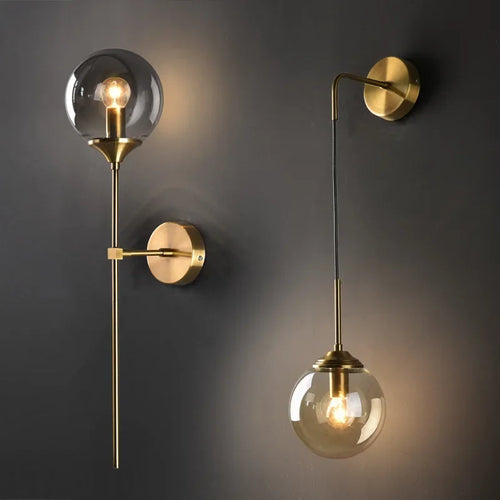 Modern Glass Wall Lamp – Golden Round Nordic Sconce Light
