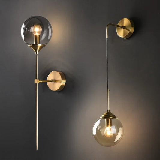 Modern Glass Wall Lamp – Golden Round Nordic Sconce Light