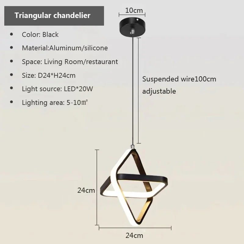 Modern Black LED Pendant Light – Dining & Bedroom Chandelier Lamp