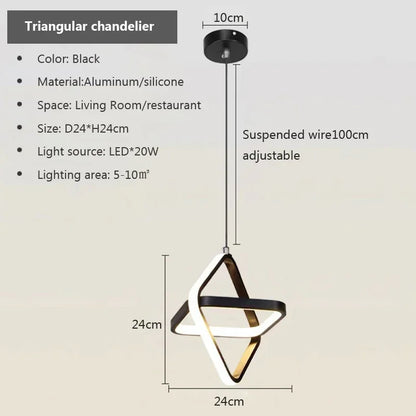 Modern Black LED Pendant Light – Dining & Bedroom Chandelier Lamp