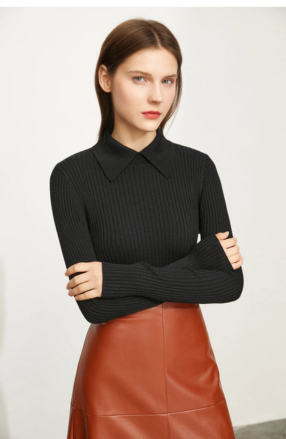 Women’s Slim Fit Striped Sweater – Autumn Office Basic Knitted Top
