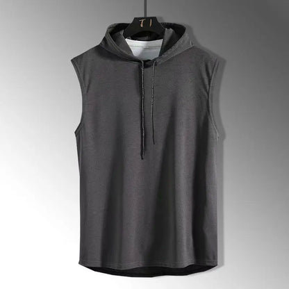Men’s Solid Color Hooded Tank Top