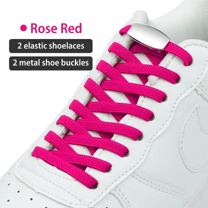No-Tie Elastic Shoelaces with Metal Lock | Quick Fit for All Shoes
