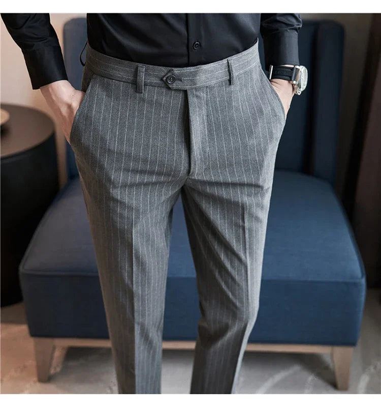 Cartmela Men’s Black Striped Suit Pants