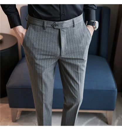 Cartmela Men’s Black Striped Suit Pants