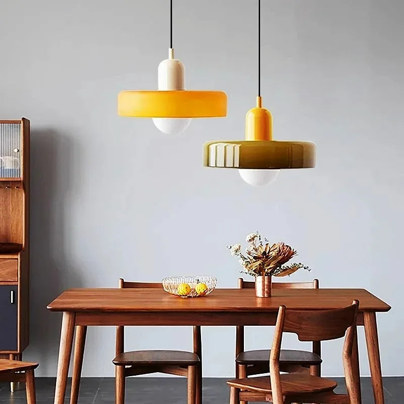 Nordic Retro Glass Pendant Lamp – E27 LED Indoor Chandelier