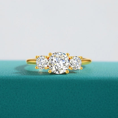18K Gold Moissanite 3-Stone Ring for Women – Luxury Engagement