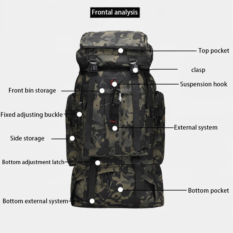 80L Large Capacity Waterproof Camouflage Outdoor Backpack