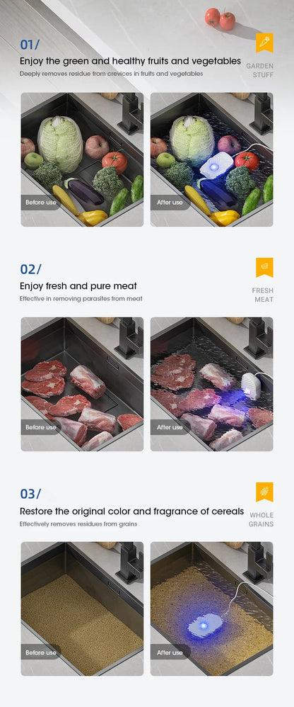 Ultrasonic Vegetable & Fruit Cleaner – Mini High Frequency Kitchen Machine