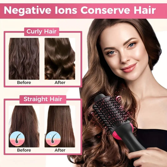 2-in-1 Hair Straightener & Curler Brush – Styling Tool for Women