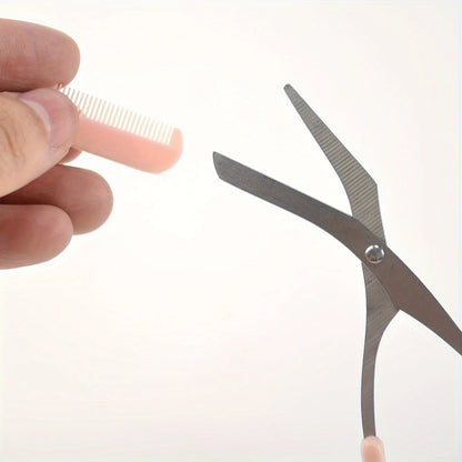 Pink Eyebrow Trimming Scissors with Comb – Precise Grooming Tool