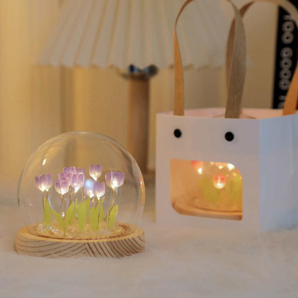 DIY Tulip LED Night Light – Battery Operated Flower Table Lamp