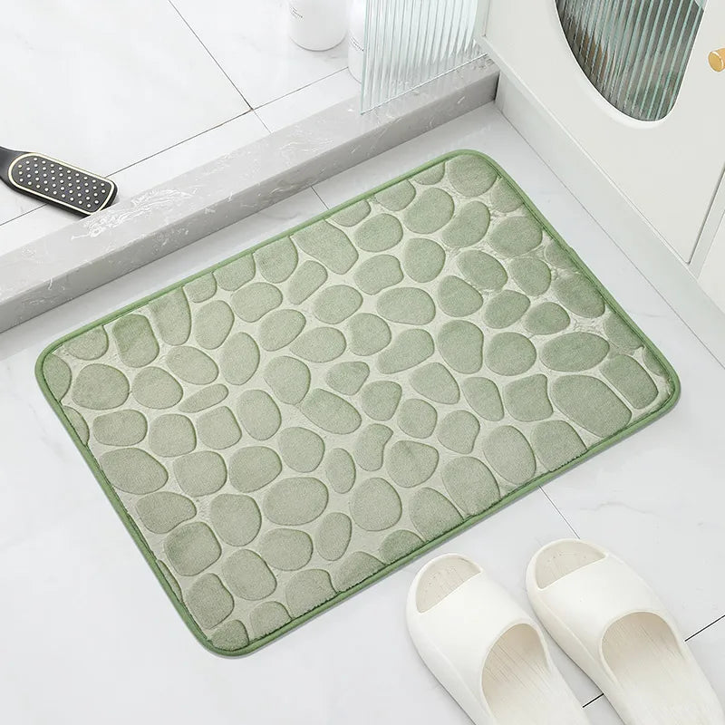 Anti-Slip Cobblestone Bathroom Floor Mat – Water Absorbent Rug
