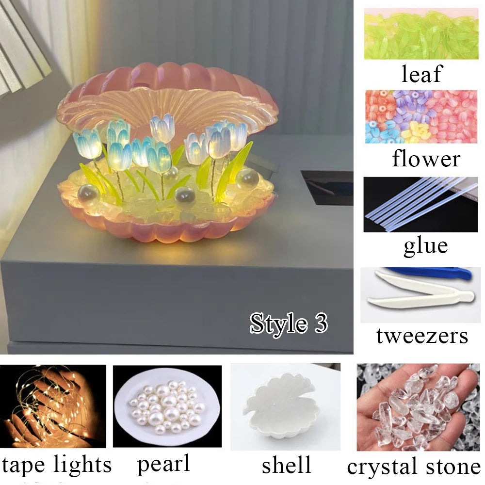 DIY Tulip LED Night Light – Battery Operated Flower Table Lamp