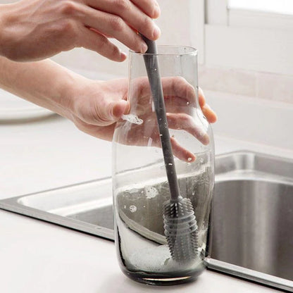 Silicone Milk Bottle Brush – Long Handle Drink Bottle & Glass Cleaner