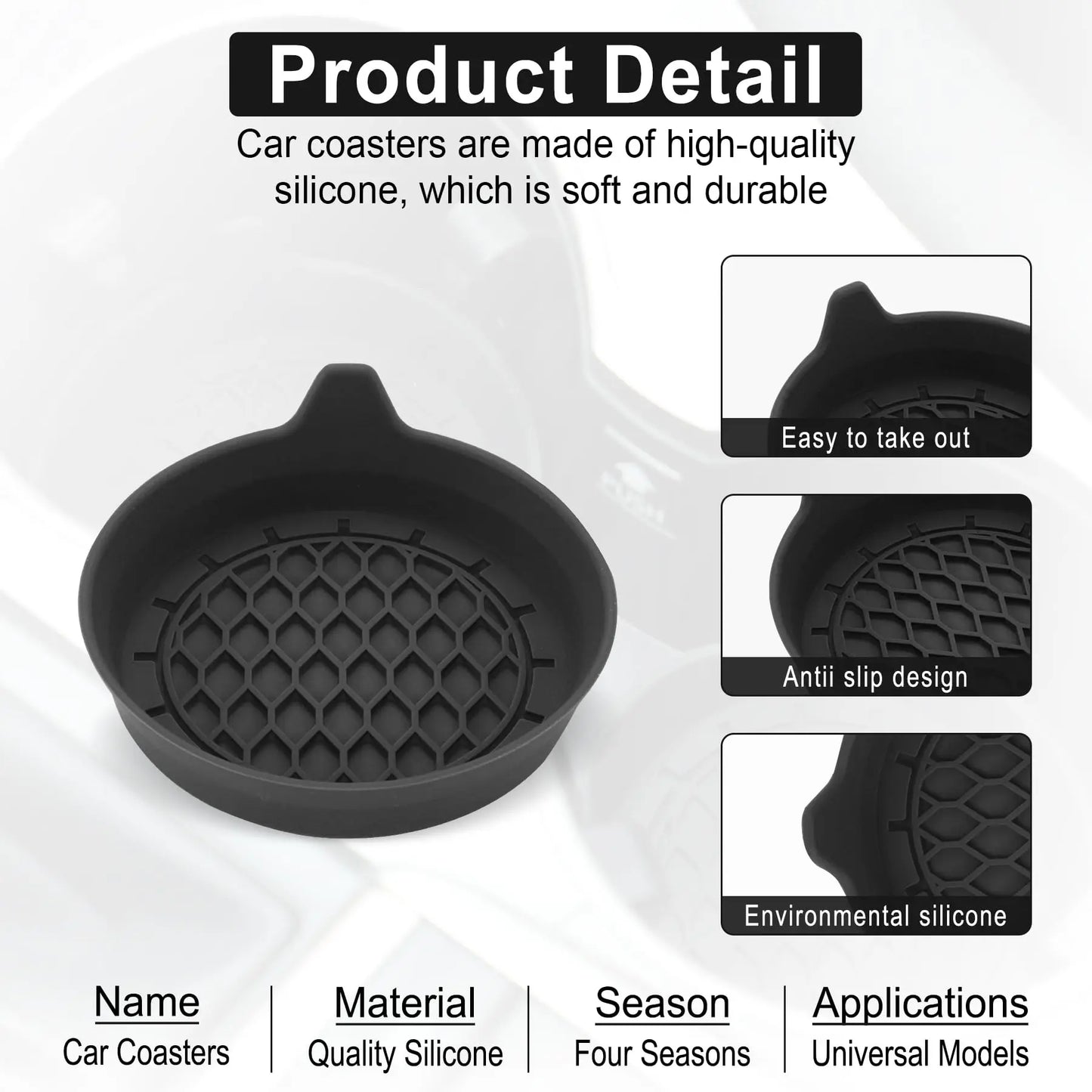2/4pcs Silicone Car Cup Holder Coasters – Non-Slip & Universal Fit