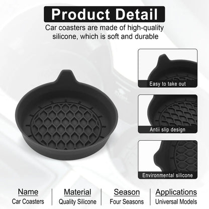 2/4pcs Silicone Car Cup Holder Coasters – Non-Slip & Universal Fit