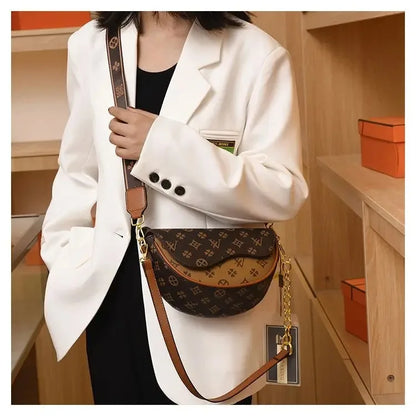 Trendy Textured Half-Round Saddle Bag