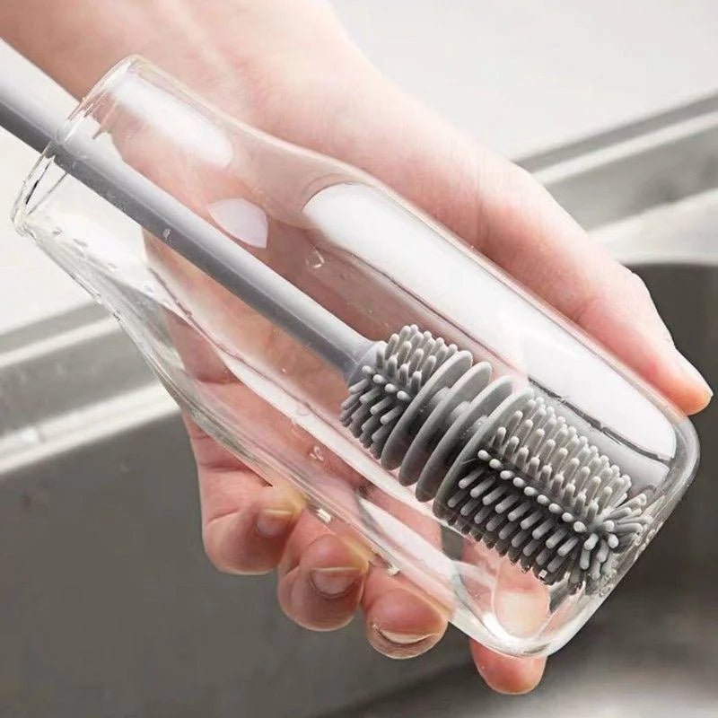 Silicone Milk Bottle Brush – Long Handle Drink Bottle & Glass Cleaner
