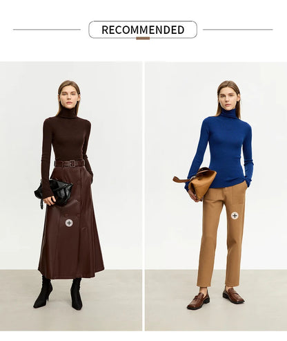Women’s Slim Fit Turtleneck Sweater – Warm High Elastic Pullover